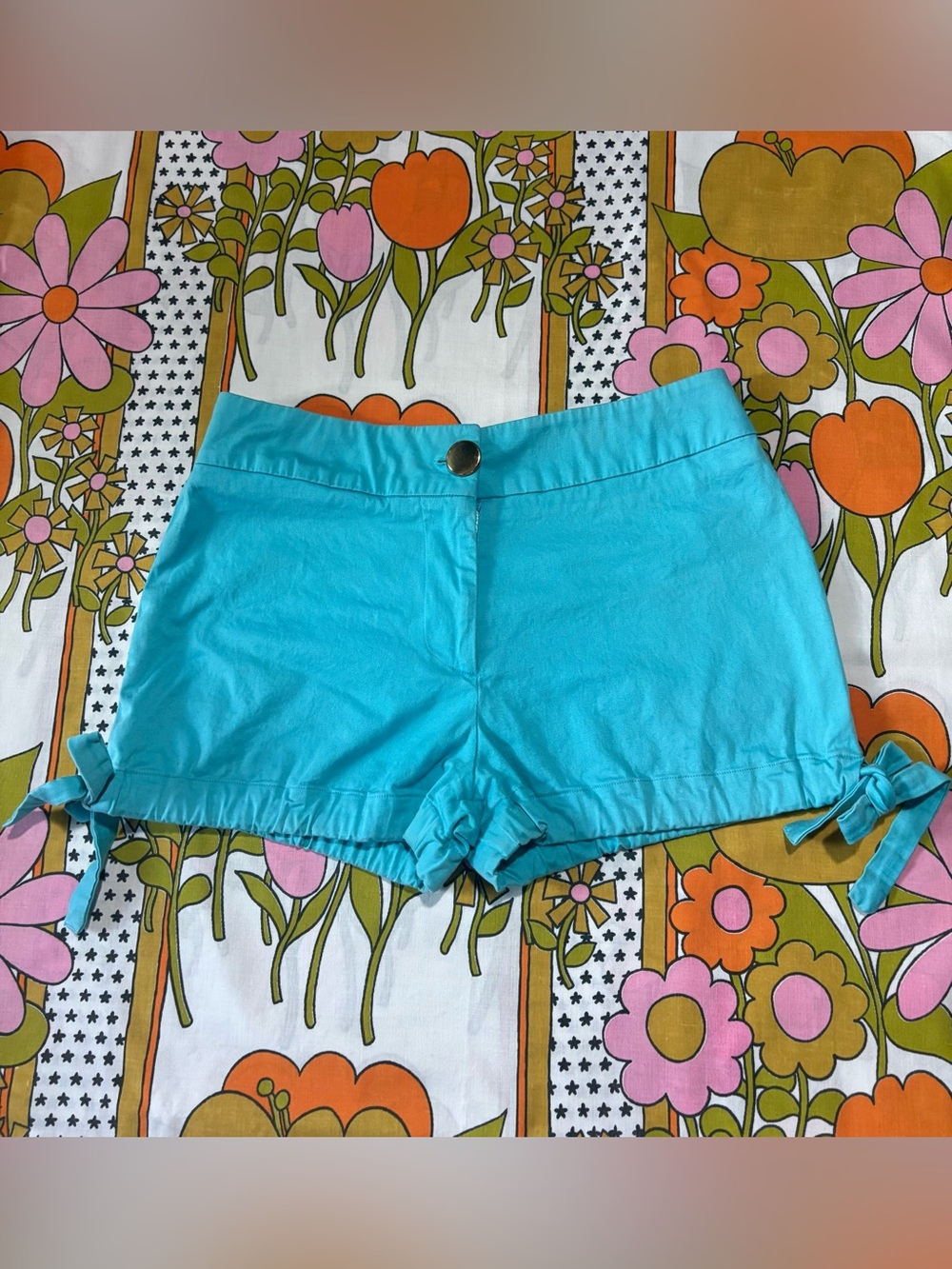 Y2K Electric Blue Shorts Drawstring Bows